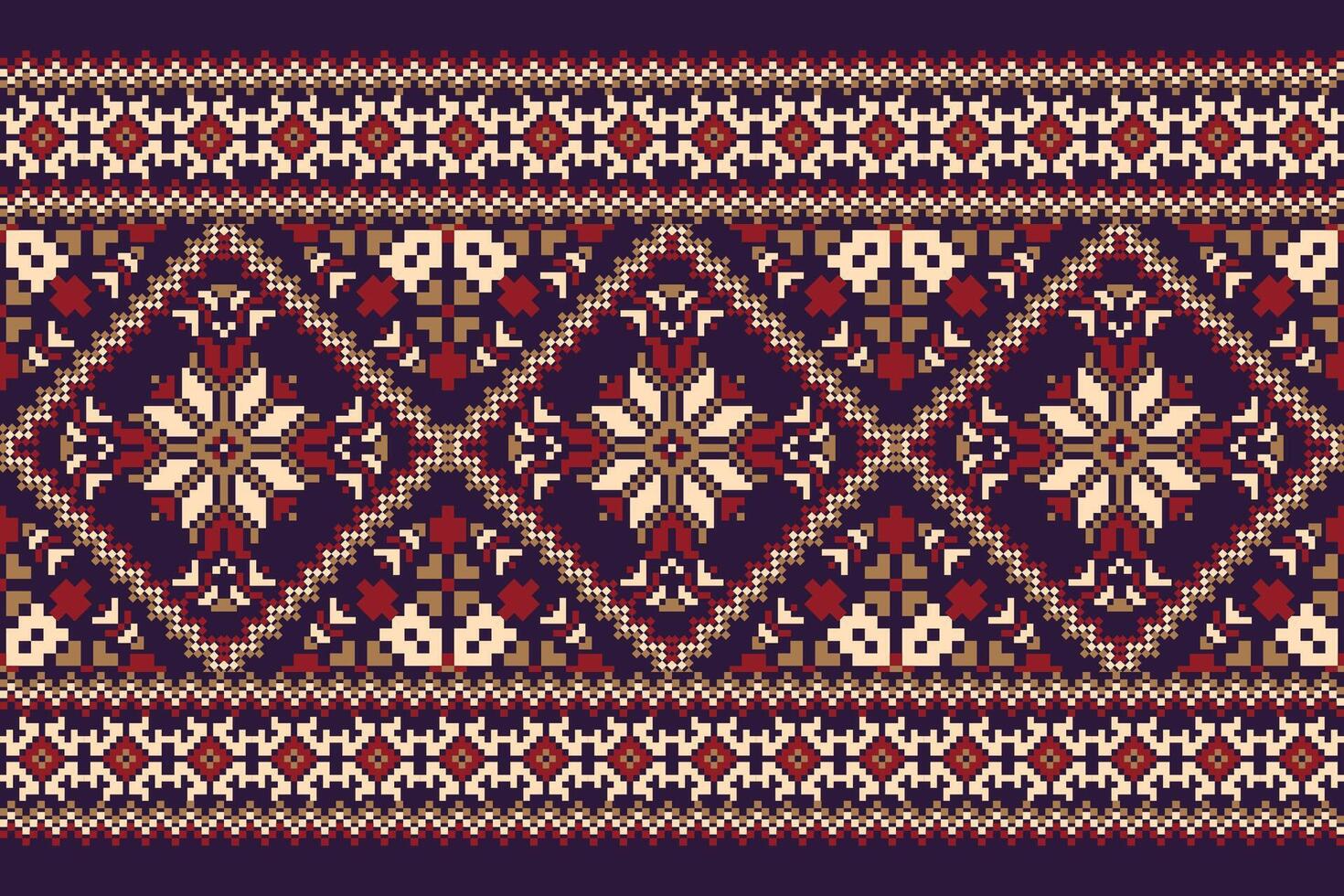 Geometric ethnic design pattern on purple background vector