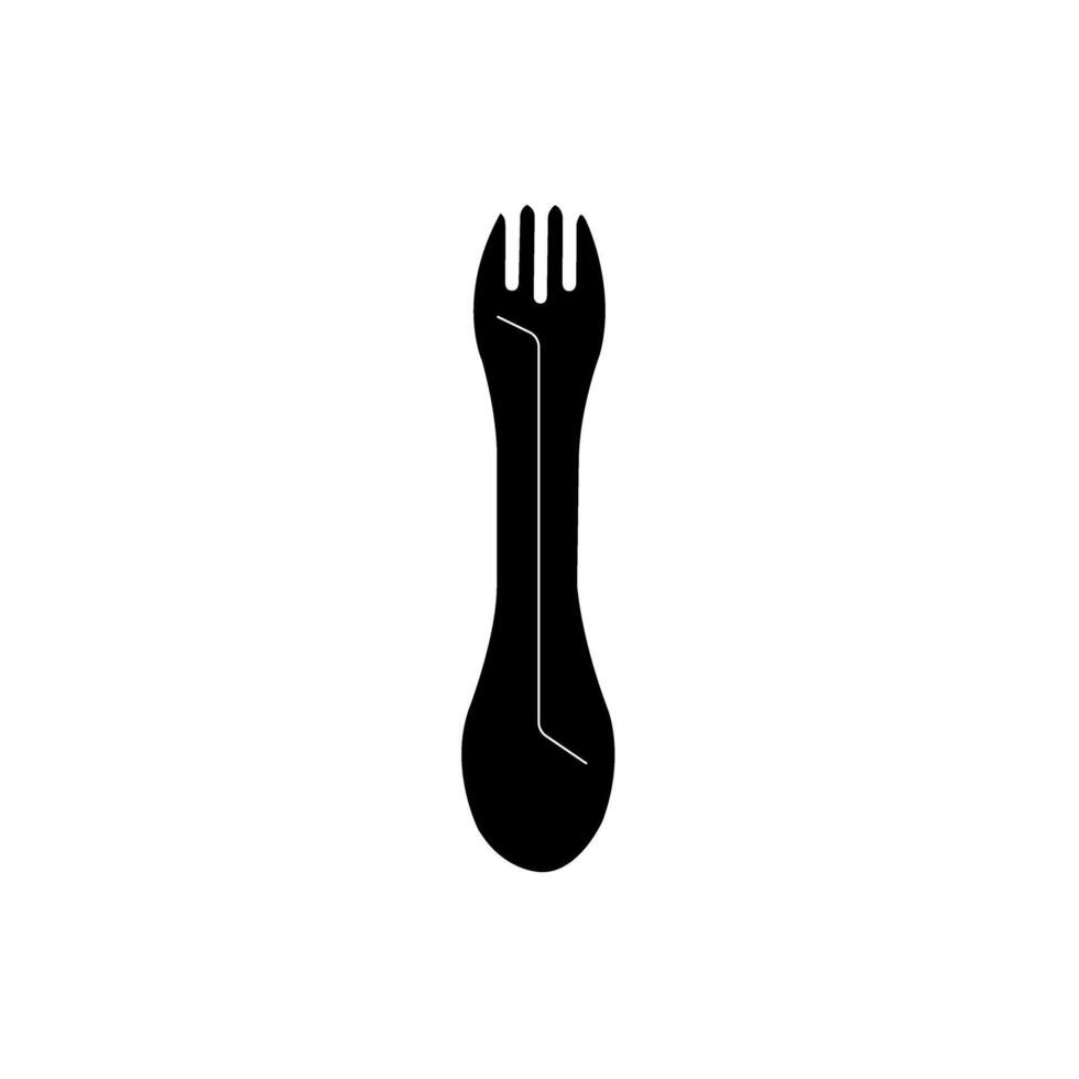 Camping spoon and fork Combination 2 in 1 outline filled icon, illustration vector