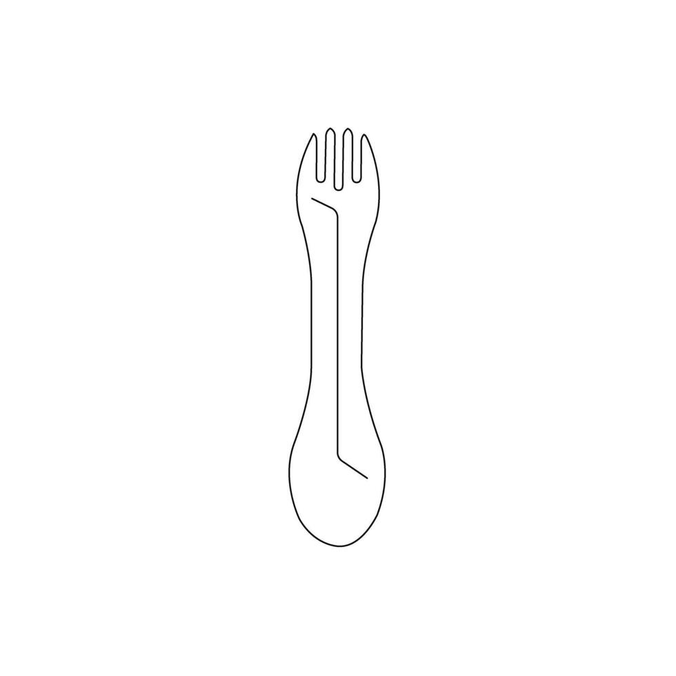 Camping spoon and fork Combination 2 in 1 outline icon, illustration vector