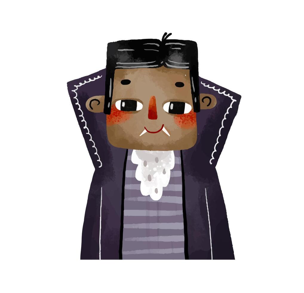 Collection Portrait of a Vampire. Cartoon hand drawn illustratio vector