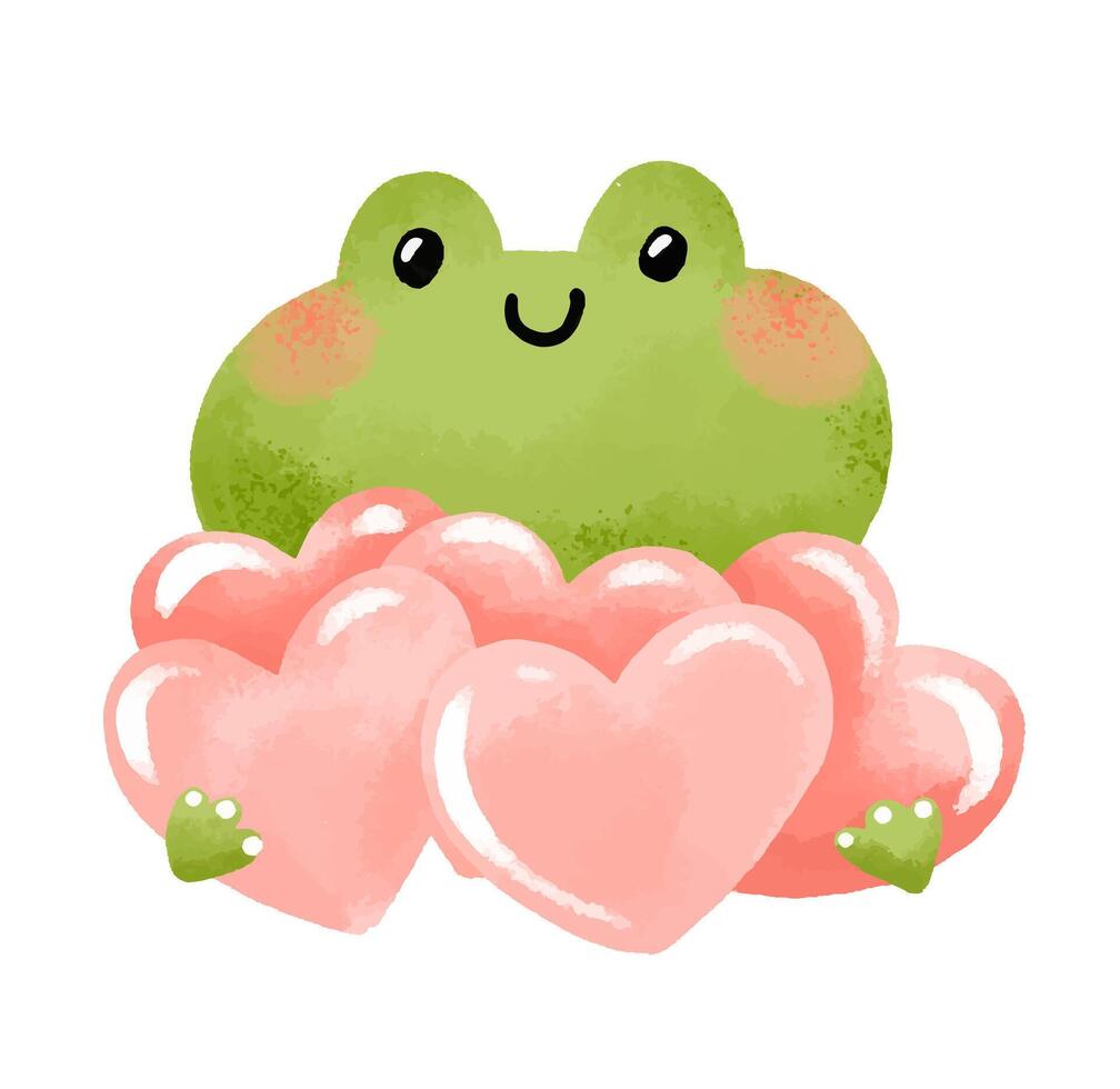 A set of frogs with hearts, frogs in love, a French frog with a vector