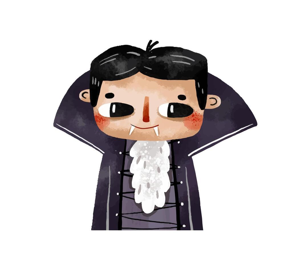 Collection Portrait of a Vampire. Cartoon hand drawn illustratio vector
