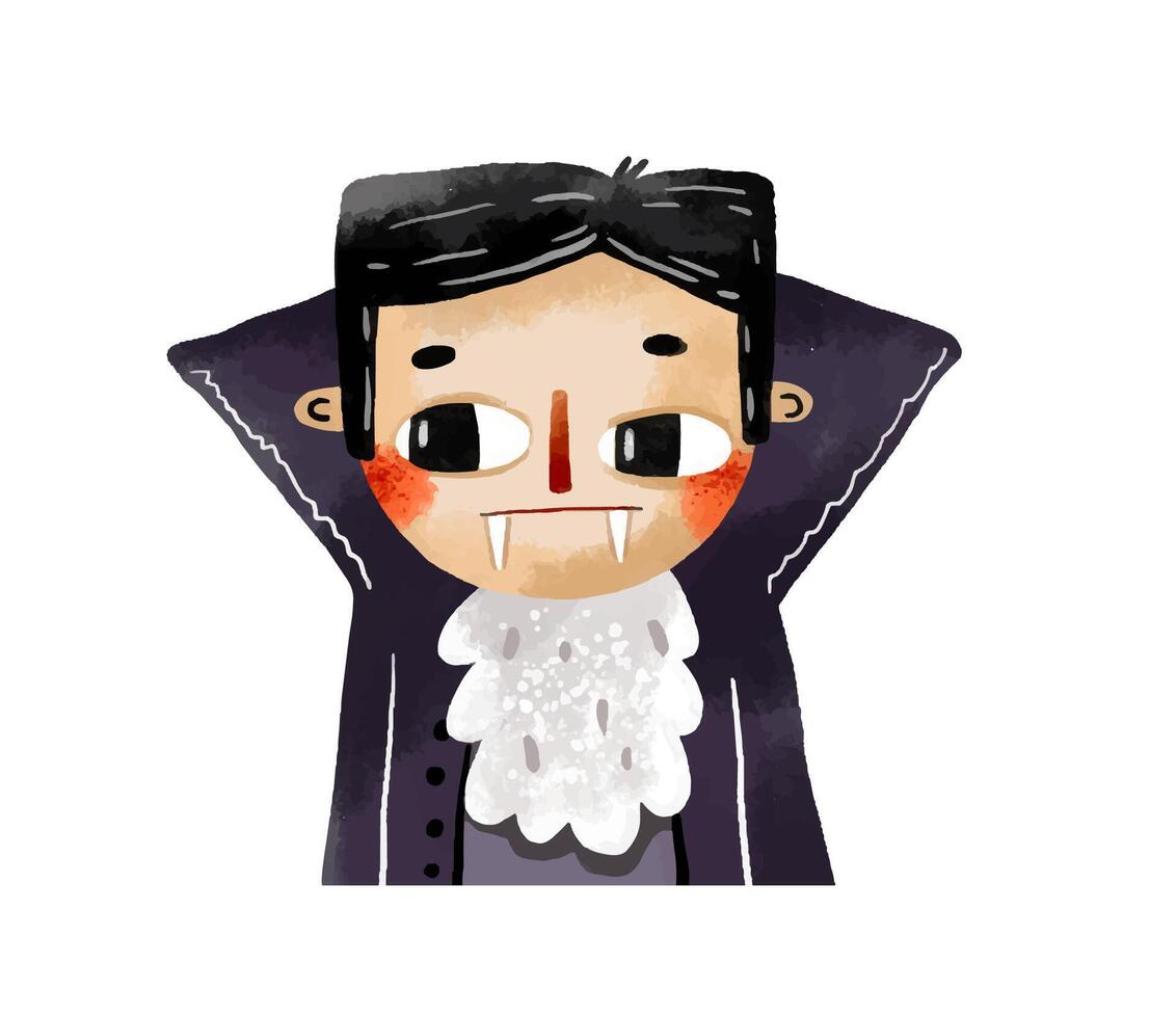 Collection Portrait of a Vampire. Cartoon hand drawn illustratio vector