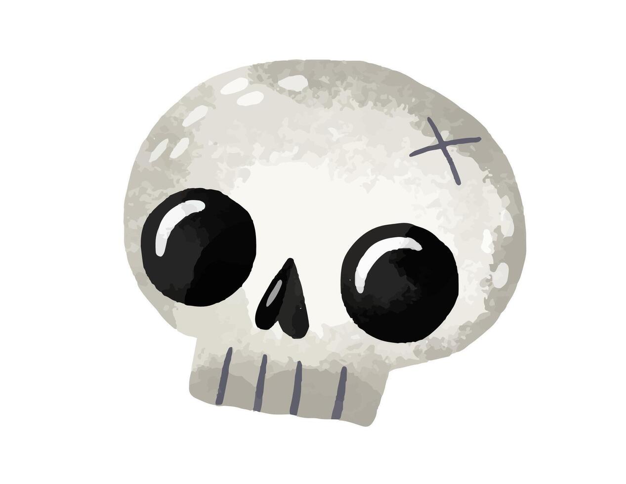 A scary set of drawings with a tombstone, ghost, pumpkin, skull, vector