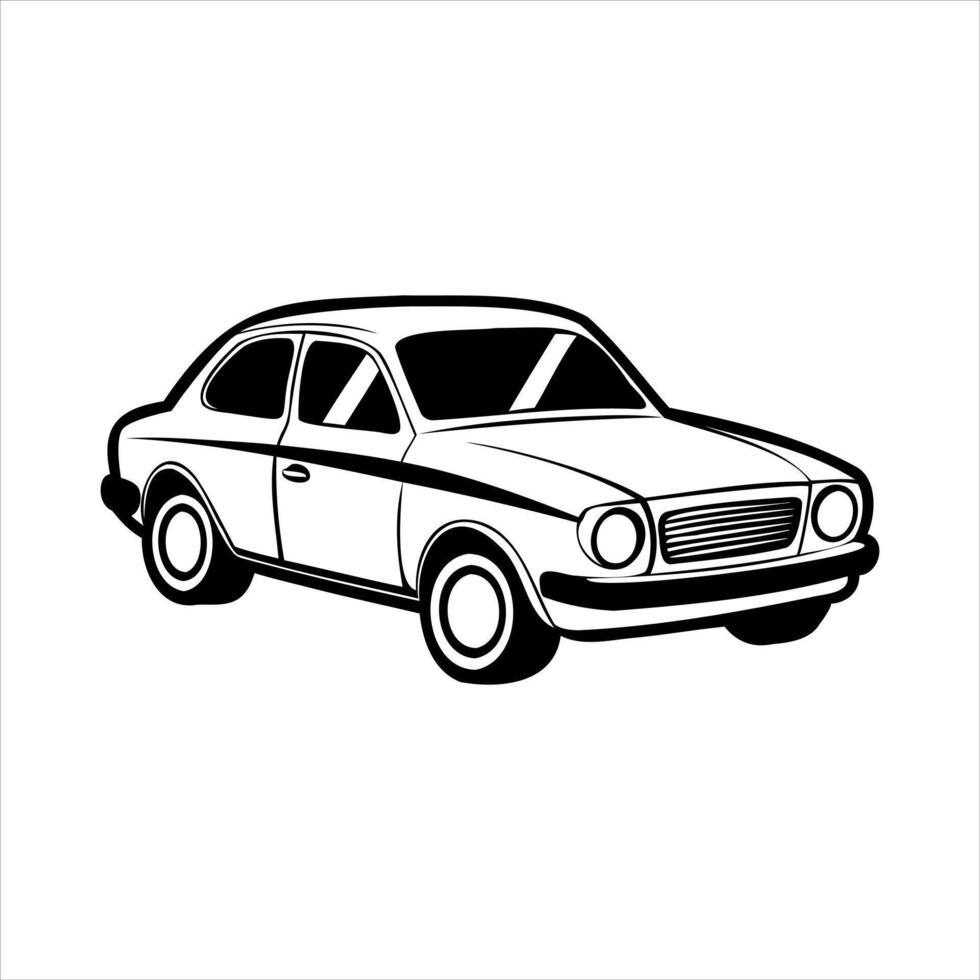 Classic Car Illustration - Retro Vehicle Line Art vector