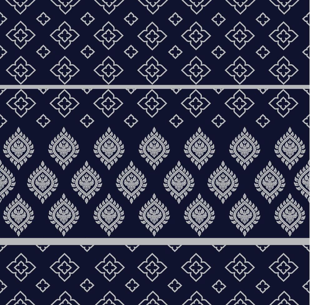 blue Line thai art seamless pattern background vector