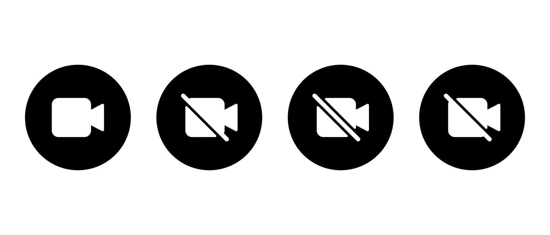 call and camera off icon on black circle vector