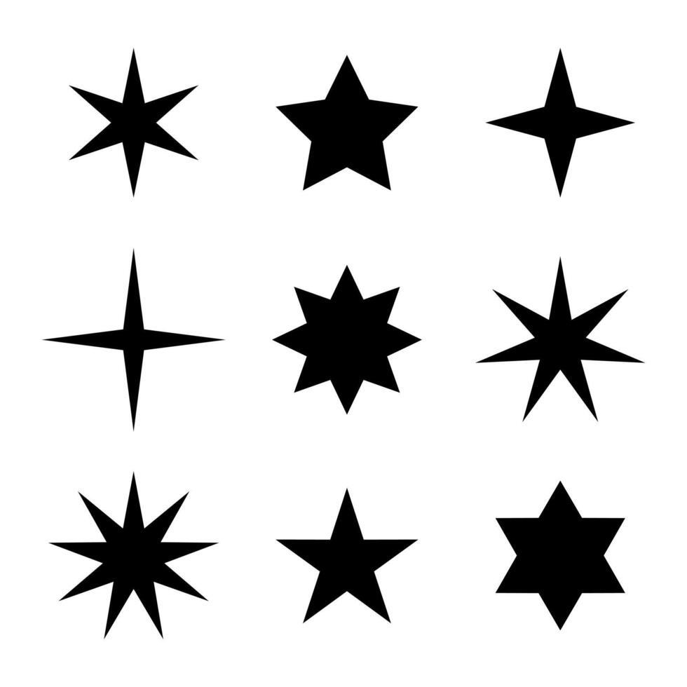 Sparkling star icon set collection in generic style vector