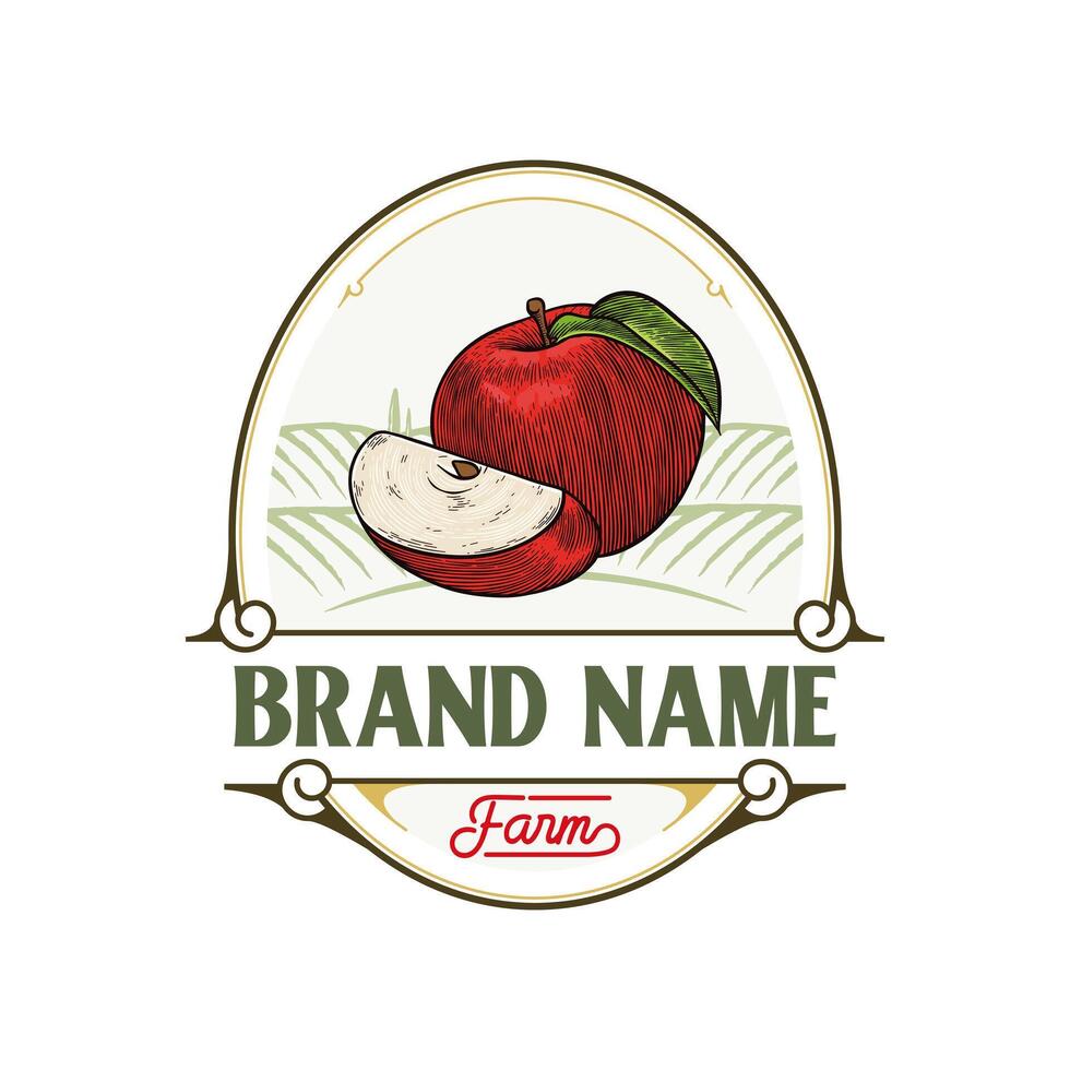 apple farm logo in vintage style vector