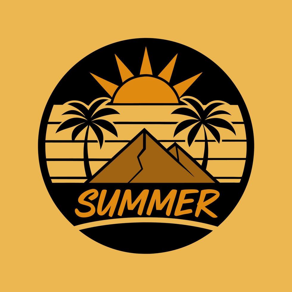 Mountain retro summer season with yellow background for your Tshirt design, community design vector
