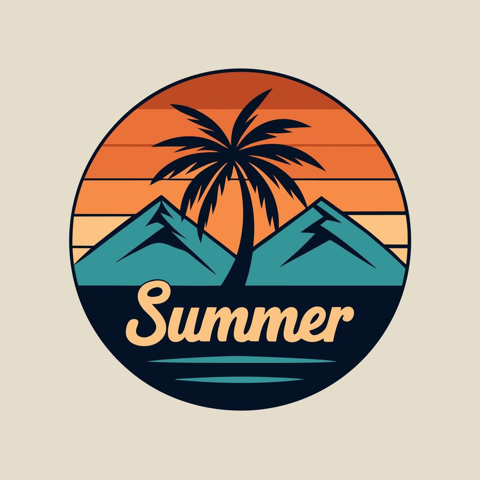 Mountain retro summer season with yellow background for your Tshirt design, community design vector