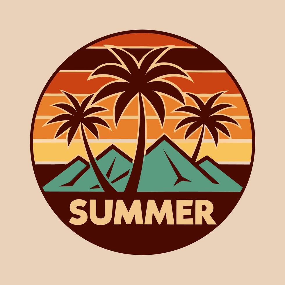 Mountain retro summer season with yellow background for your Tshirt design, community design vector