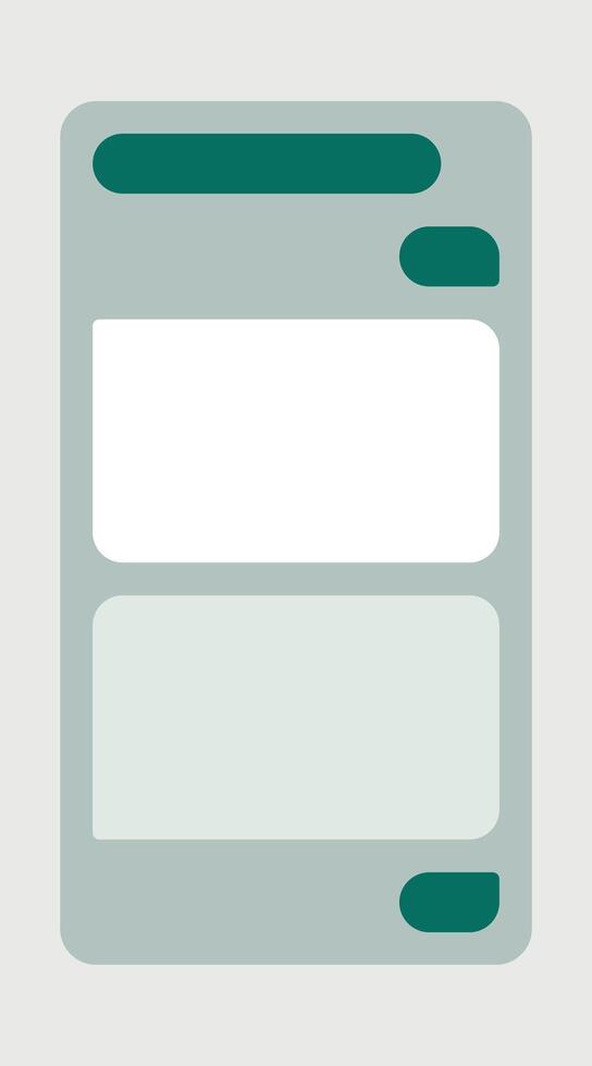 Mobile Chat App UI and UX Concept Blank Mockup in Minimalist Classic Light Theme with green on Smart Phone Screen Isolated on White Background. Social Network Design Template vector