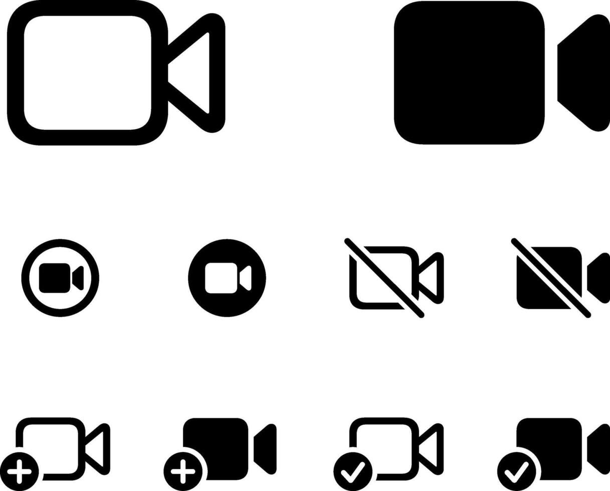 Set of call icons. conference call tick, add, cancel, checkmark in fill. Collections buttons of on-line chat app, internet talk. conferencing and online meeting workspace vector