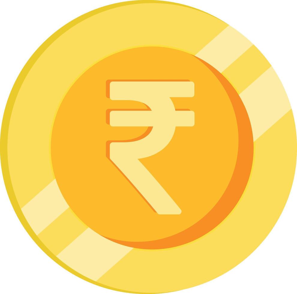 Stacked Rupee coin and gold color sketch outline of money of India. currency, business and commerce, payment and profit symbol of economy and financial. Golden icon vector