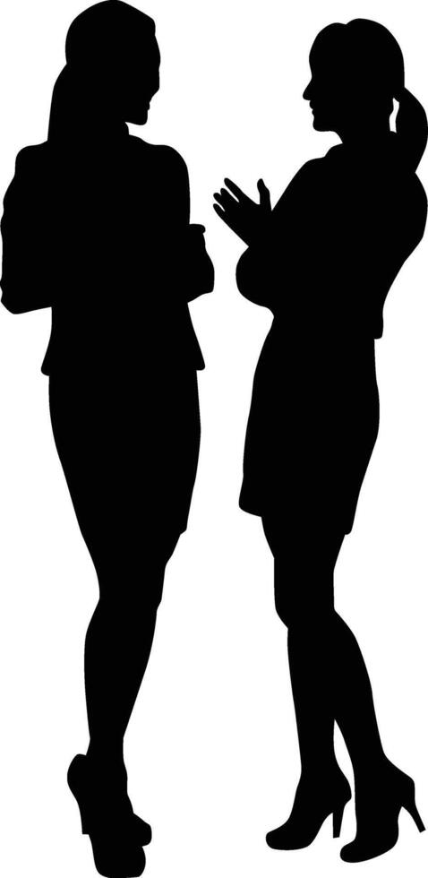 Two people talking full body silhouette illustration vector
