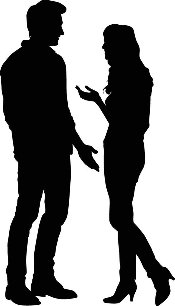 Two people talking full body silhouette illustration vector