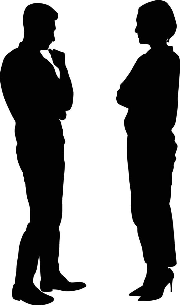 Two people talking full body silhouette illustration vector