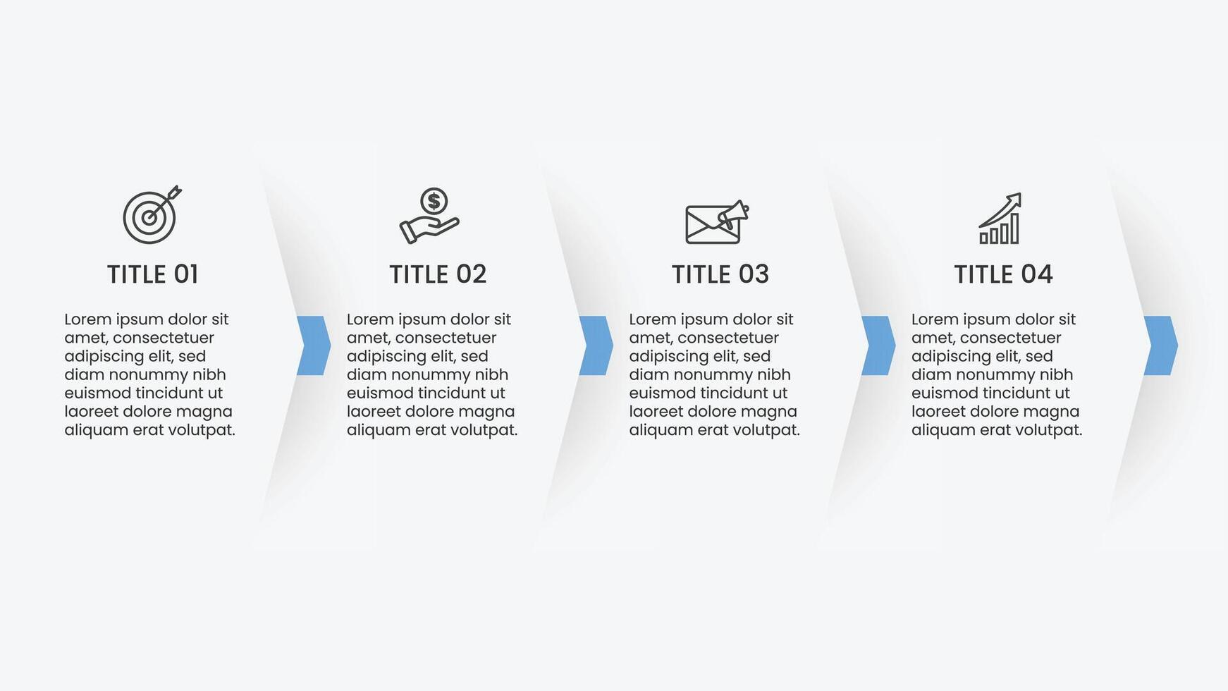 Modern infographic template for business. 4 options business process with icons. Neumorphic style presentation flowchart vector
