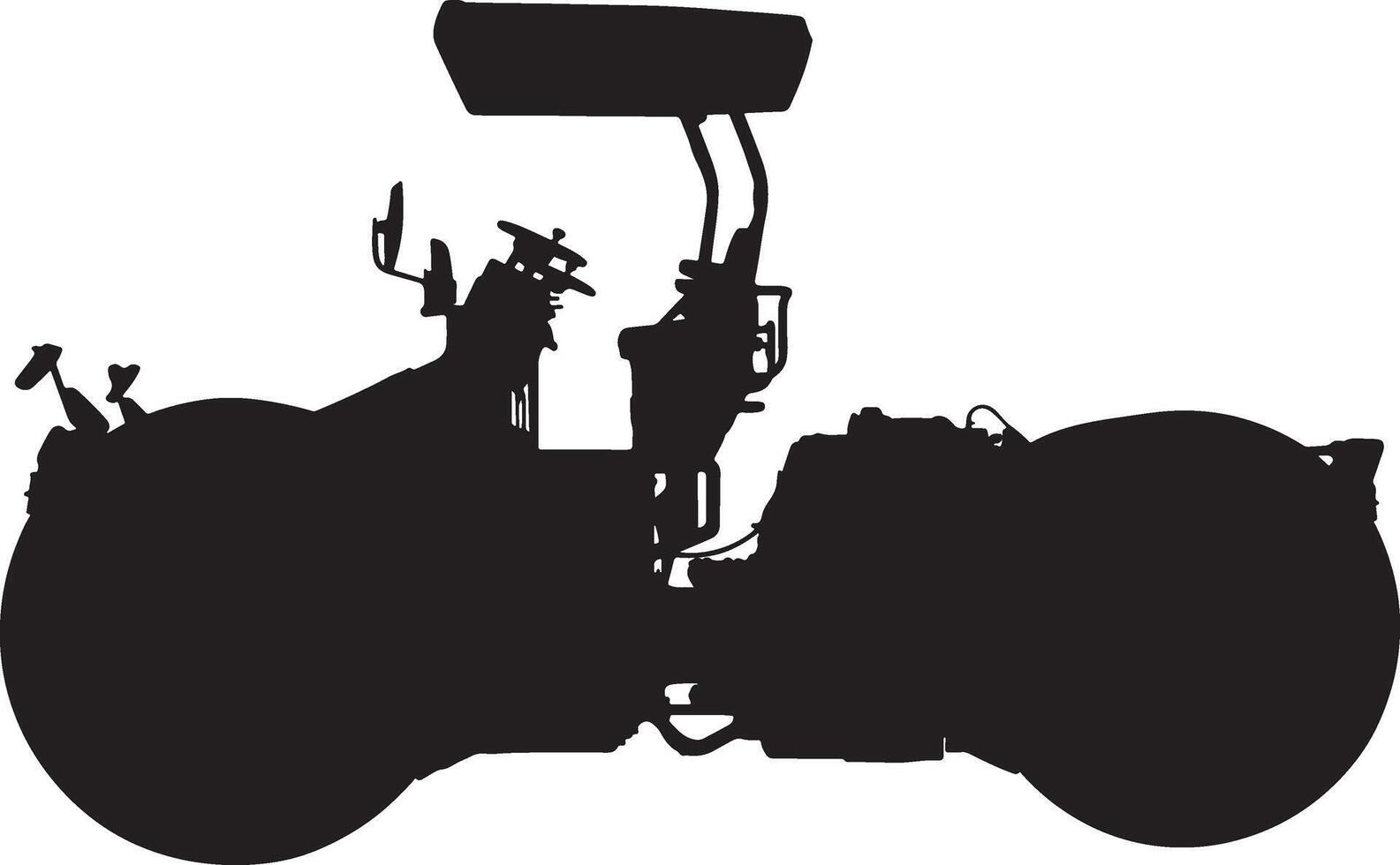 Road roller silhouette illustration full length. Construction vehicle side view. vector