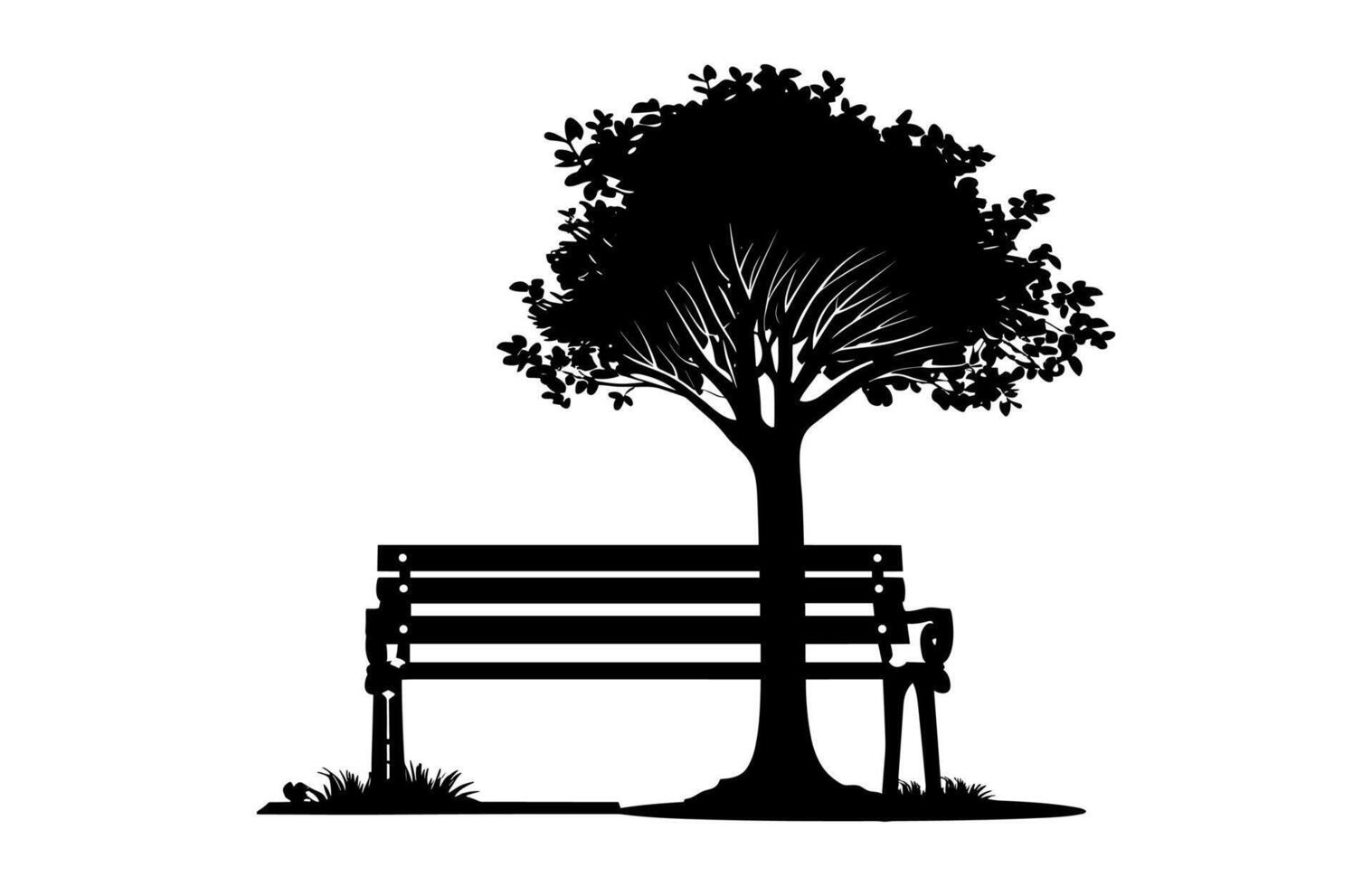 Bench with a Tree Silhouette Clipart vector