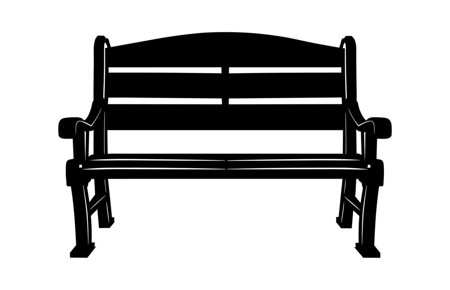 Wooden Bench Silhouette Clipart Bundle, Park Bench black Silhouette Set vector