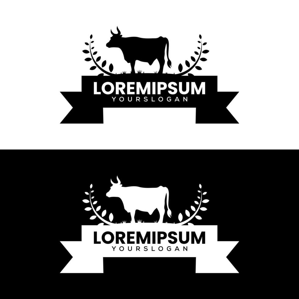 cow silhouette icon logo design vector