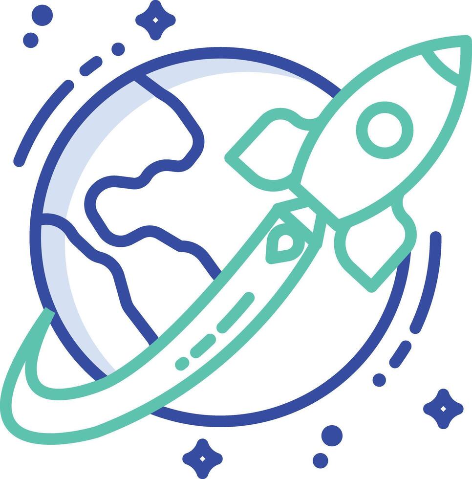 Rocket launch outline color illustration vector