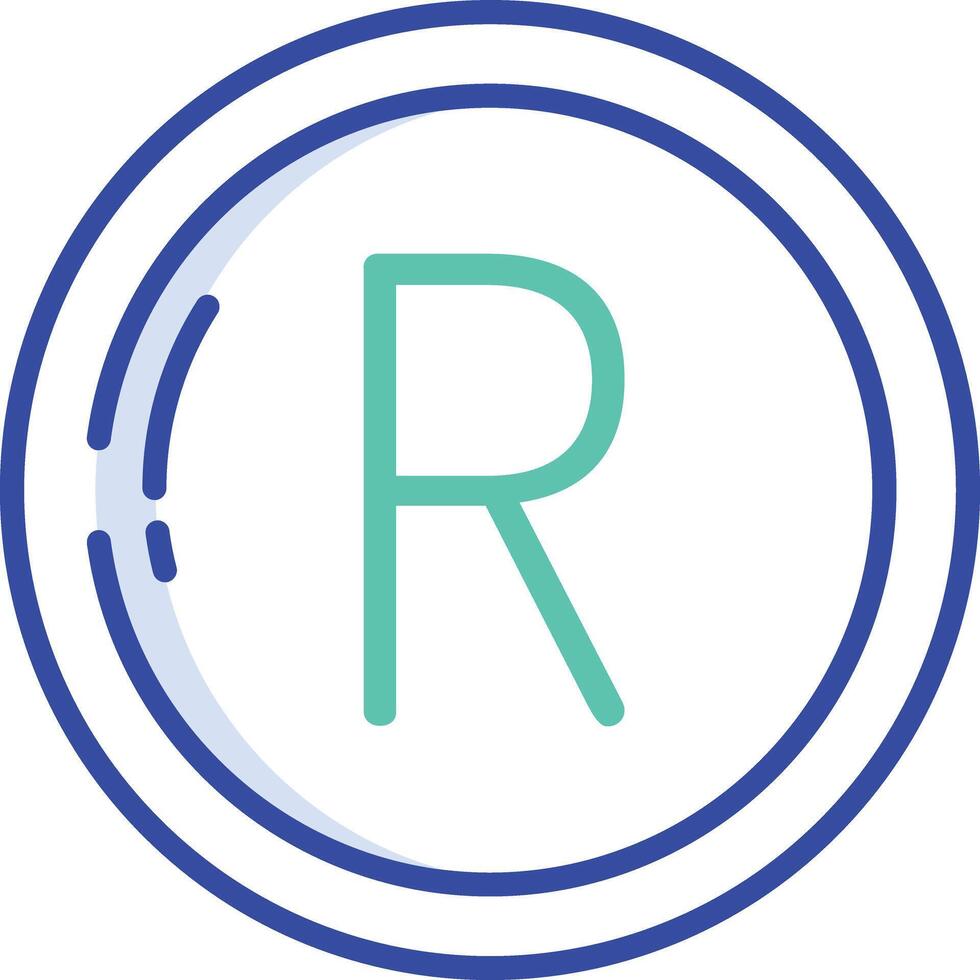 Rands Coin outline color illustration vector