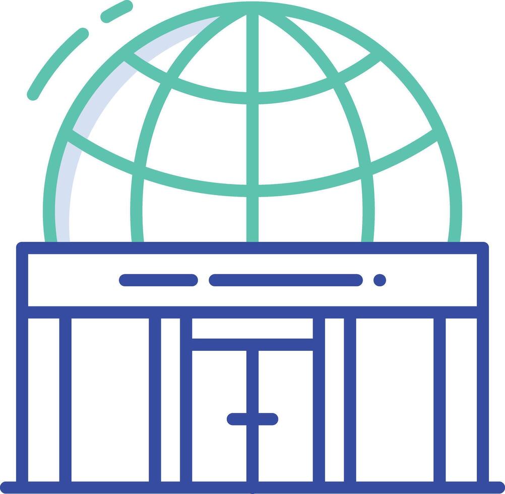 Planetarium building outline color illustration vector