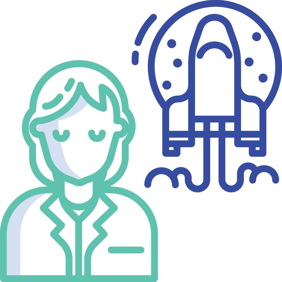 Woman Scientist outline color illustration vector