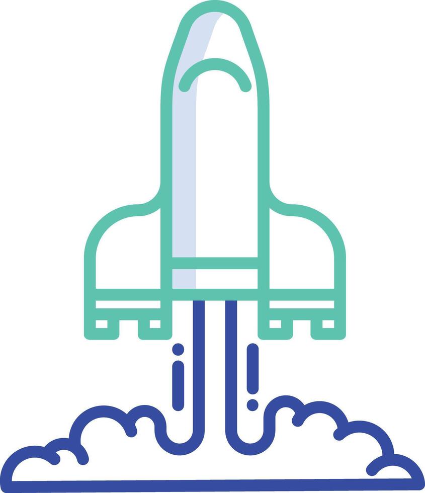 Rocket outline color illustration vector