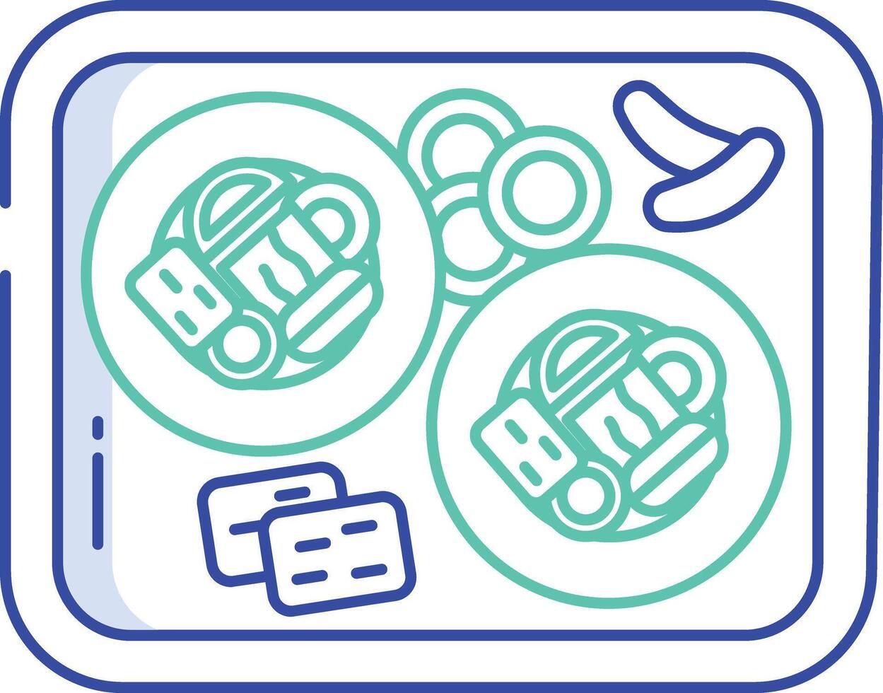 Veggie sushi outline color illustration vector