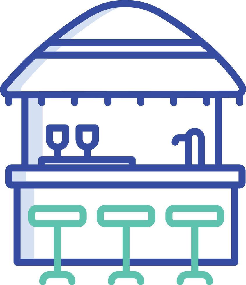 Beach bar outline color illustration vector