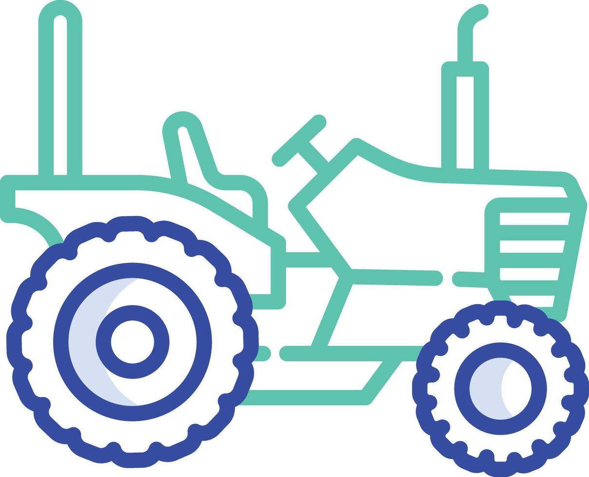Tractor outline color illustration vector
