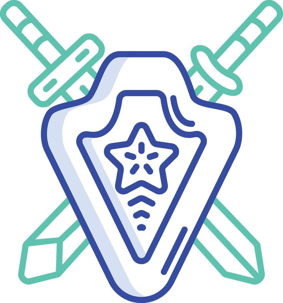 shield and sword outline color illustration vector