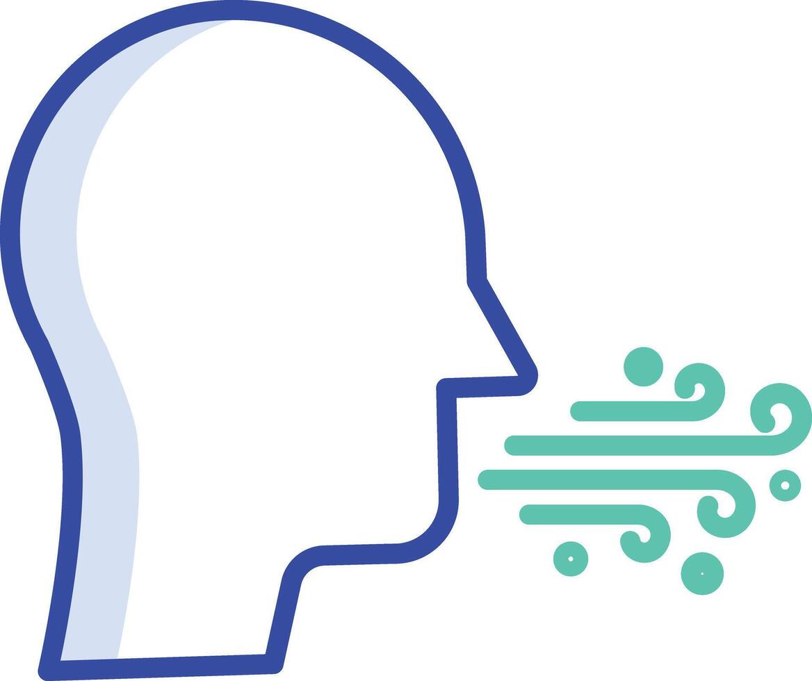 Cough outline color illustration vector