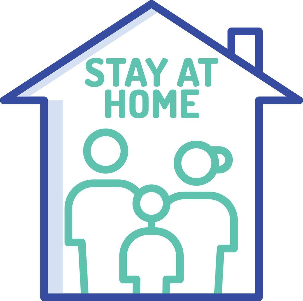 Stay at home outline color illustration vector