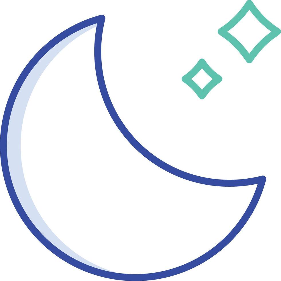 Moon outline color illustration vector