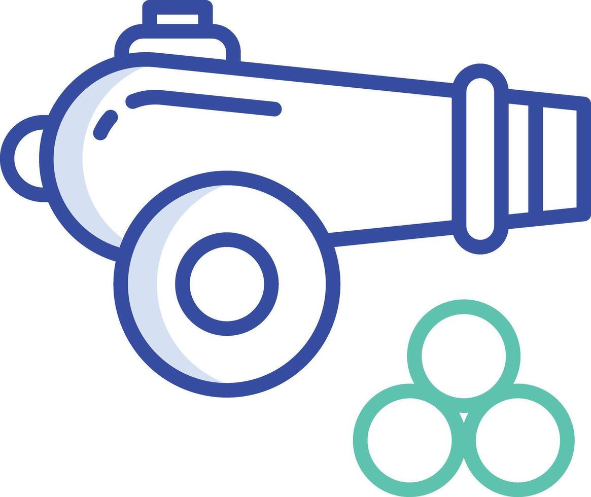 Cannon outline color illustration vector