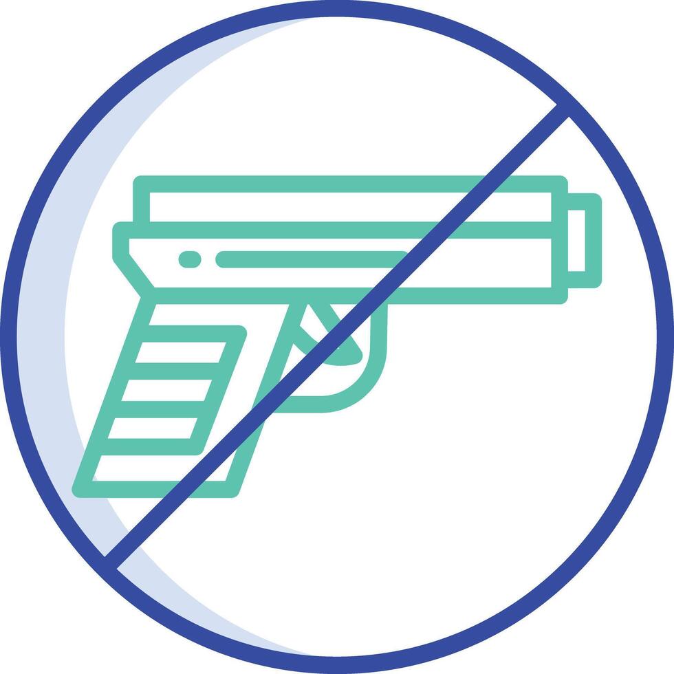 Ban gun outline color illustration vector