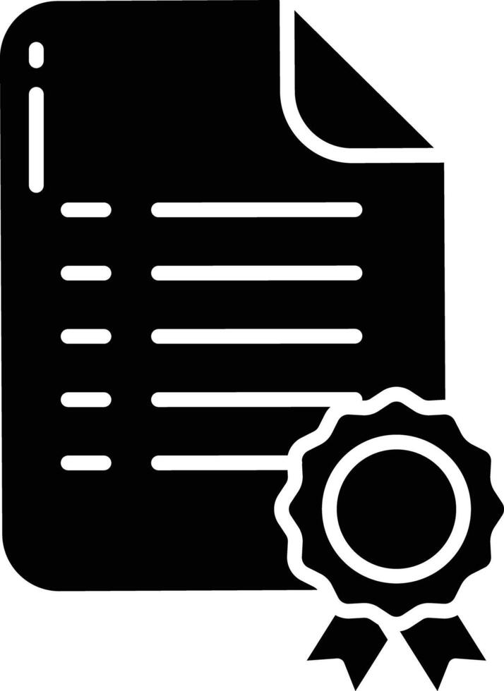Diploma document solid glyph illustration vector