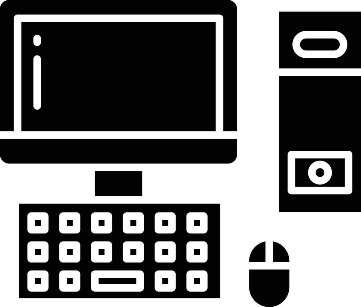 Computer solid glyph illustrations vector