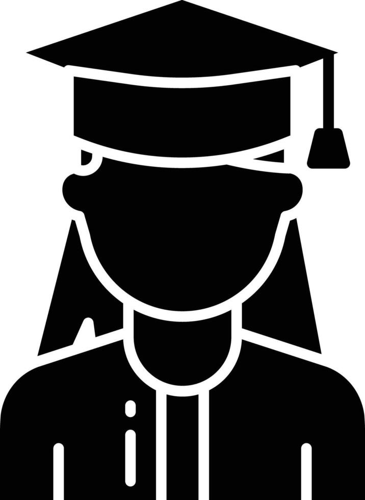 Graduation woman solid glyph illustration vector