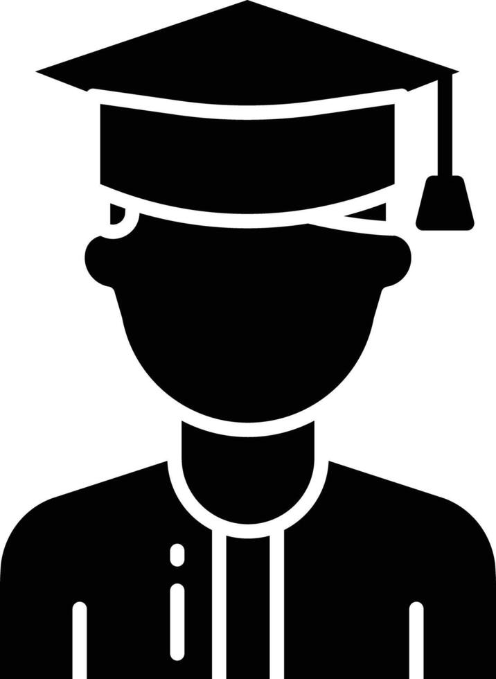 Graduation boy solid glyph illustration vector