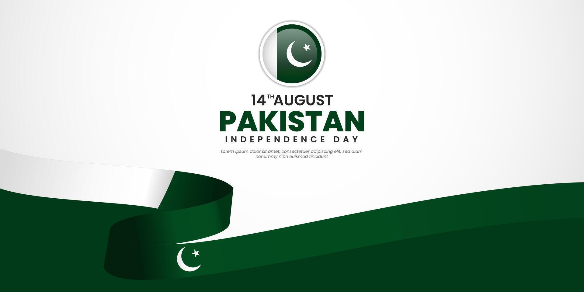 Pakistan Independence Day Background Design with waving flag. Greeting Card, Banner, Poster. vector