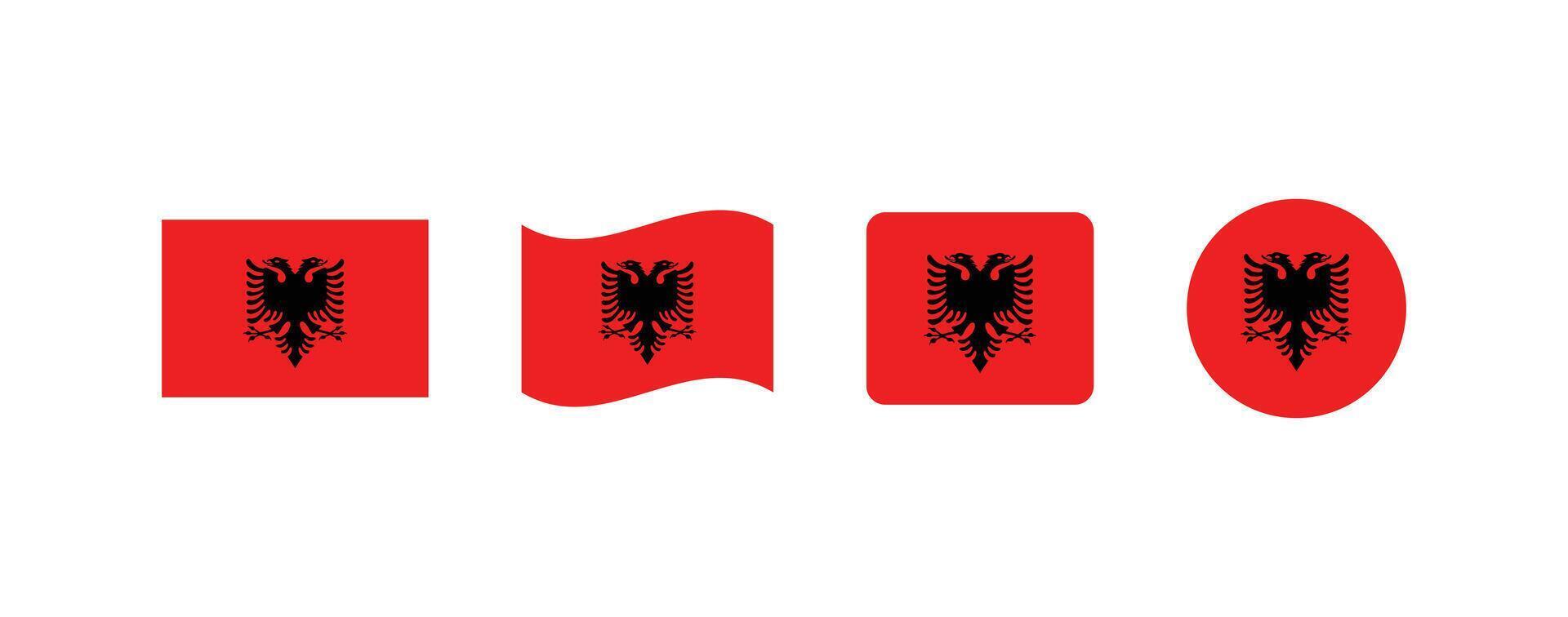 Albania flag. Set of Albania Flags Collection. vector