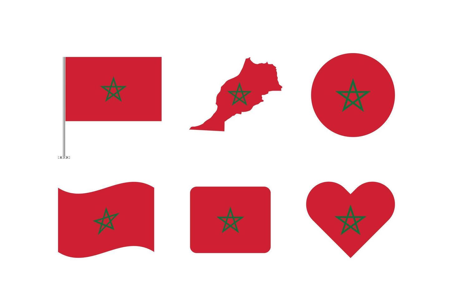 Morocco flag. Set of Morocco Flags Collection. vector