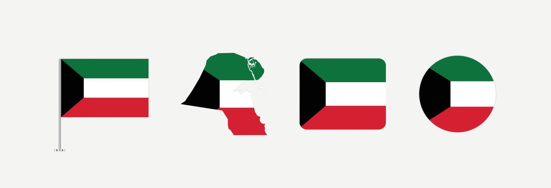 Kuwait flag. Set of Kuwait Flags Collection. vector