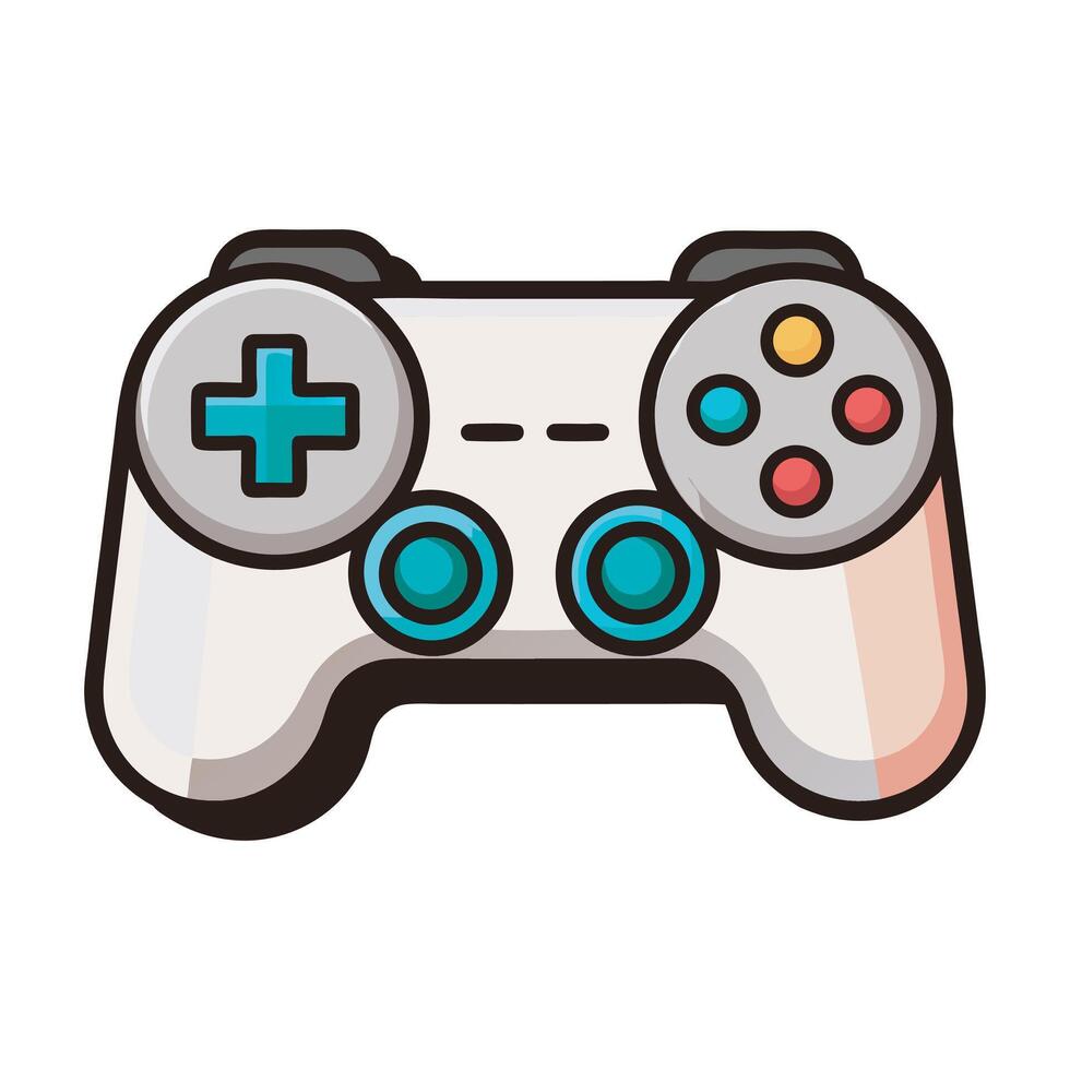 Colorful Game Controller Icon art Illustration. Retro Gaming Controller Detailed Art vector